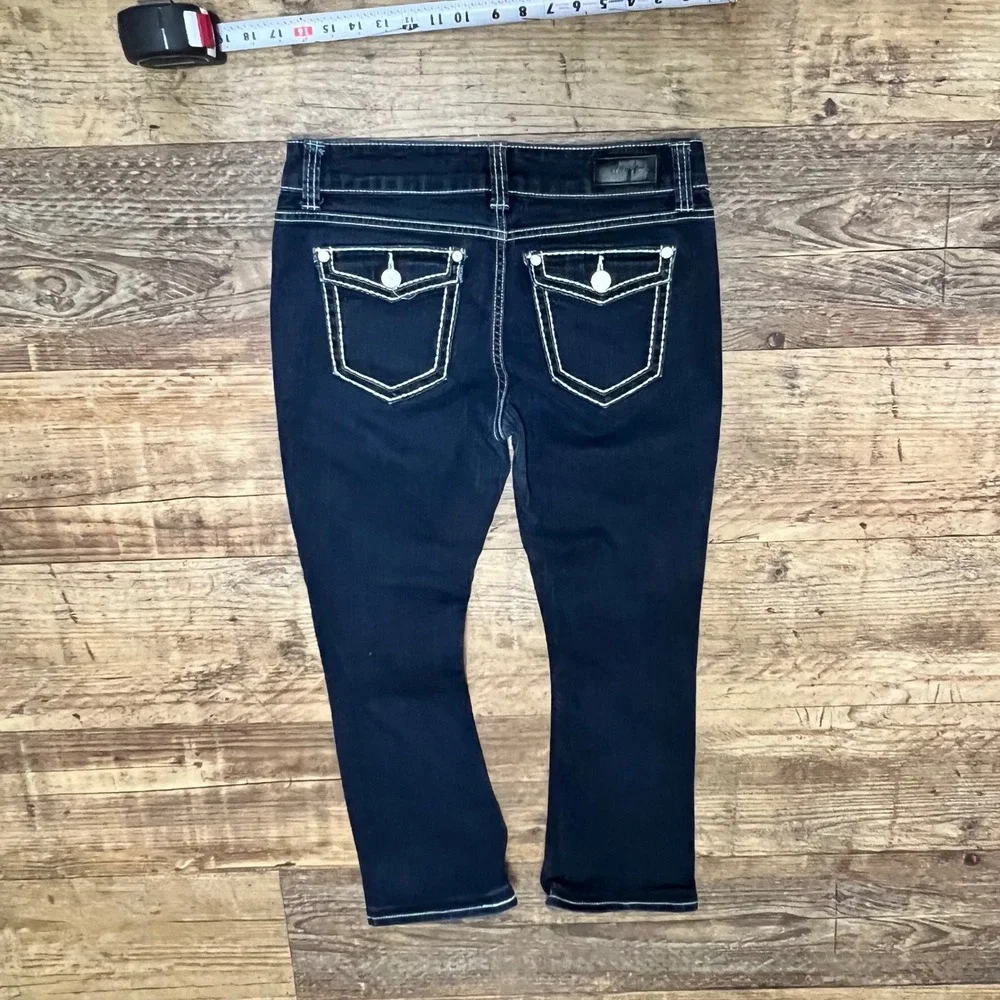 Daytrip Virgo Bootcut Jeans Dark Wash Contrast Stitch Size 31R DBK607